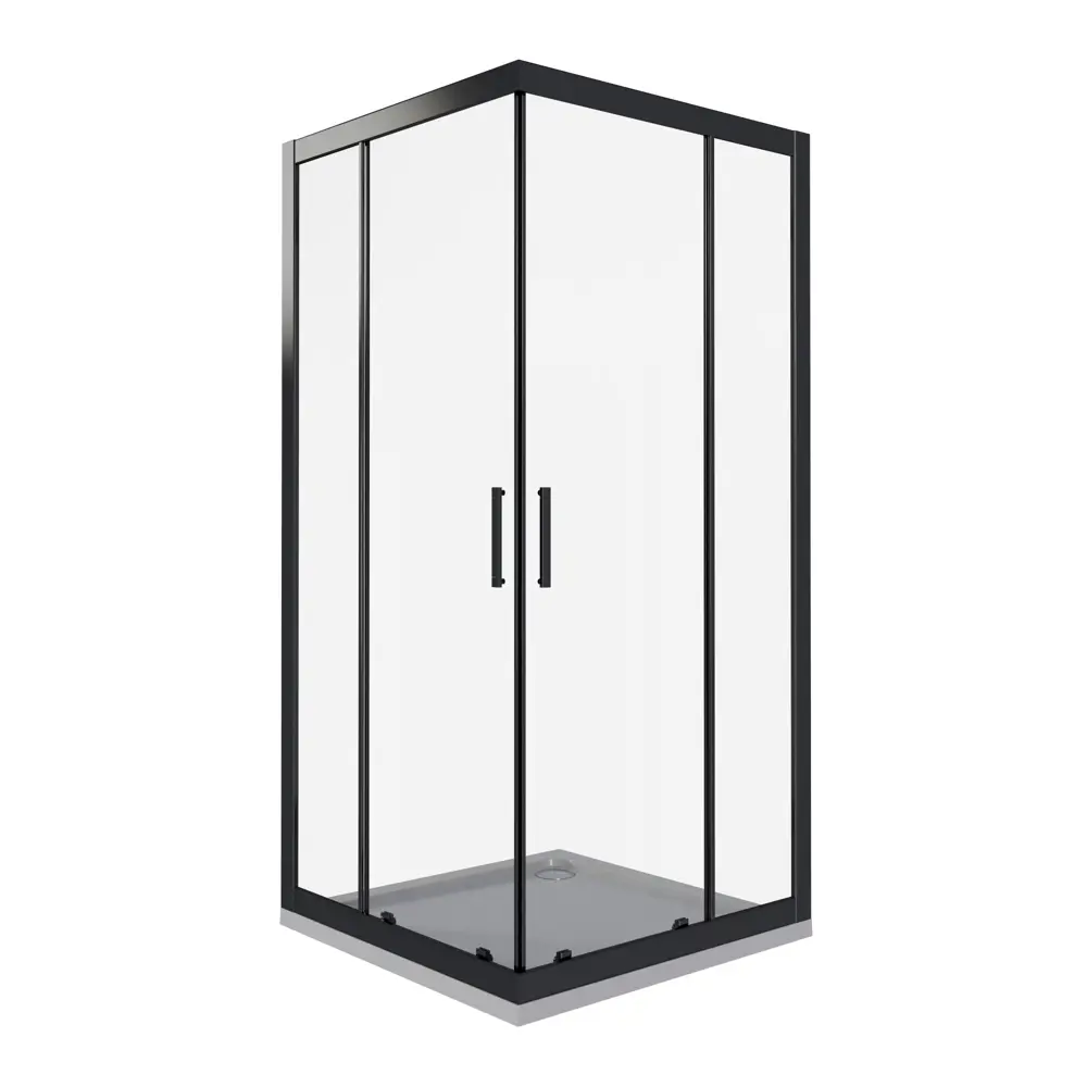 Душевая ширма Makiato квадратная 90x90x190см цвет профиля черный раздвижная стекло 5мм прозрачное 89444464 STLM-2087289 Santreyd Makiato New