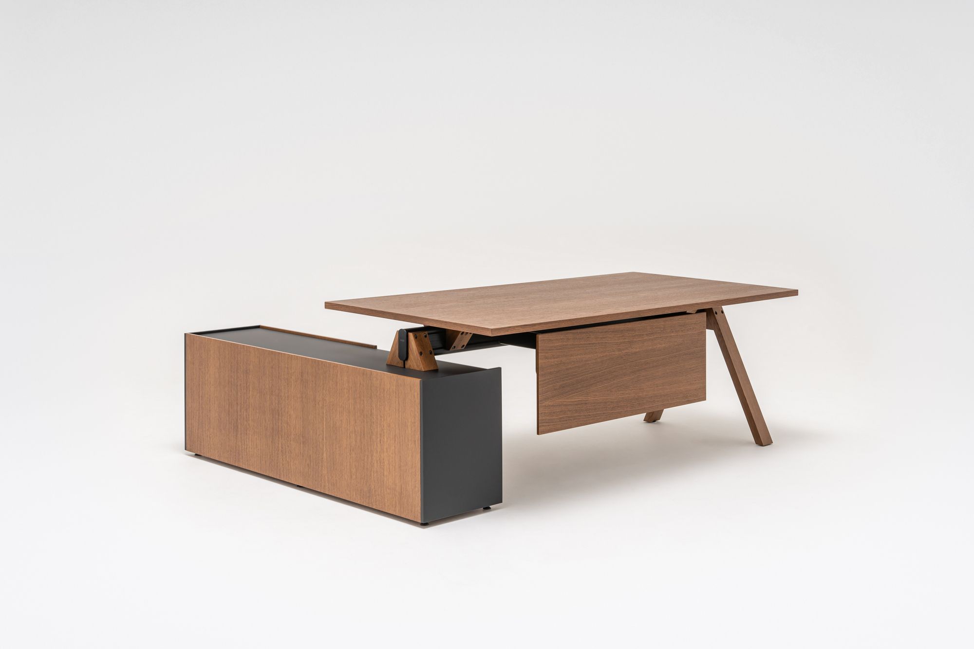 Деревянный угловой секционный стол со встроенной полкой MDD Viga ARCH-00080022 - Вид №23