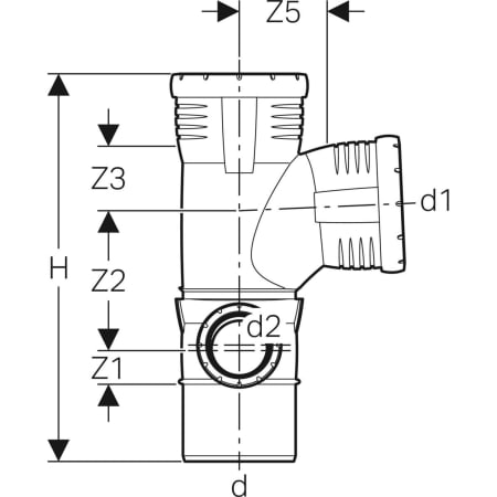 GEBERIT 393.470.14.1 Крестовина двухплоскостная комбинированная Geberit Silent-Pro 87,5°, левая  - Вид №3