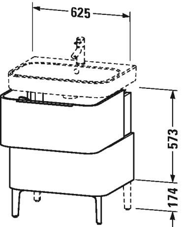 H2637205252 Тумбочка напольная Happy D.2 #H26372 625 x 480 мм Европейский дуб, декор Duravit - Вид №1