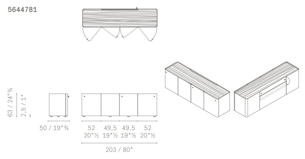 Кожаный офисный шкаф с замком Poltrona Frau офис-системы управления ARCH-00090241 - Вид №4