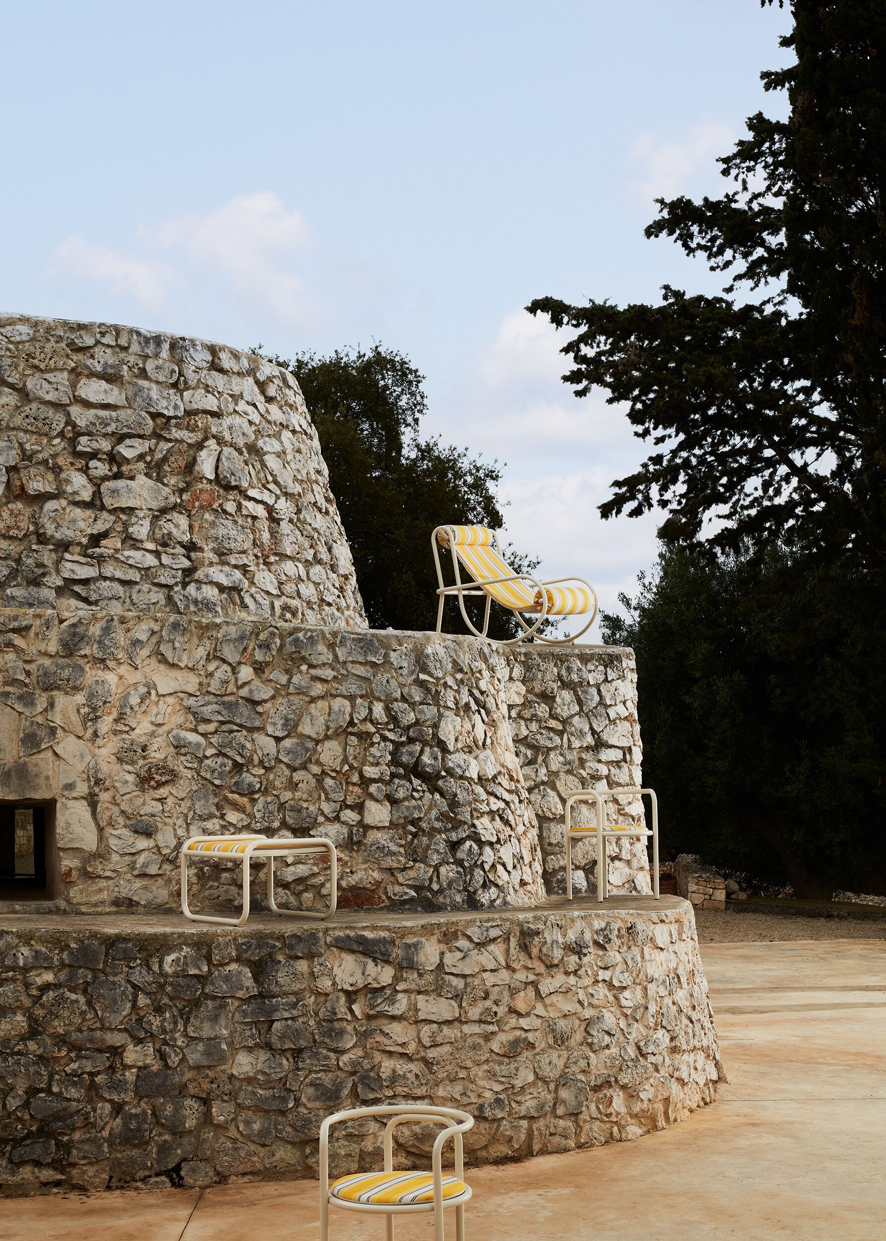 Стальной садовый стул с порошковым покрытием со встроенной подушкой Exteta Jacquemus + Exteta Special Re-Edition ARCH-00035051 - Вид №7