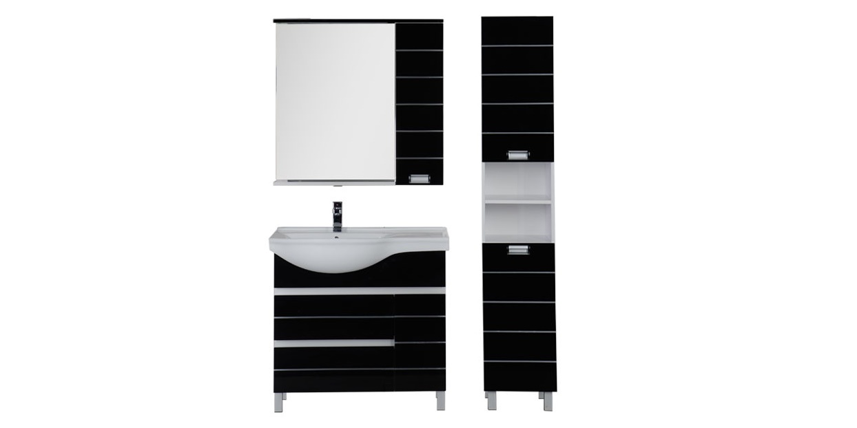 Комплект мебели Aquanet Доминика 90 L черный 00176649 - Вид №1