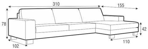 Sits Мягкий 4-х местный тканевый диван с шезлонгом Quattro sun-id-1384321 - Вид №6