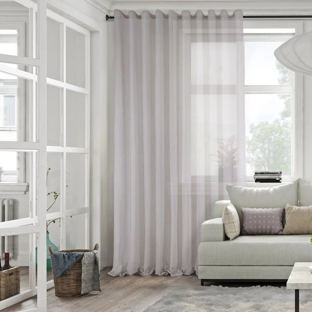 Тюль MIAMOZA бежевый на шторной ленте 300x295 см 88054292 STLM-1046060