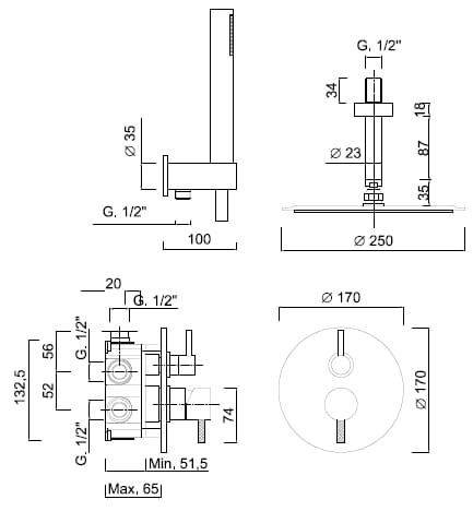 Встраиваемый набор для душа с ручным душем Rubinetteria Giulini My Future Deluxe ARCH-00025951 - Вид №1