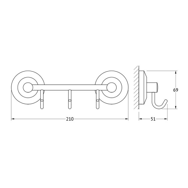 Держатель с 3-мя крючками 20 см FBS (Чехия) STA 024 sun-id-561276 - Вид №1