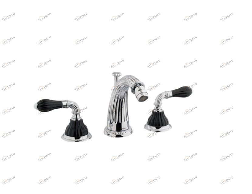 233521.N000.62 Биде с тремя отверстиями из черного фарфора Сатин никель Mestre Artica