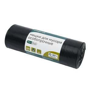 Мешок для бытового мусора Beginia 220 л 12x30 см полиэтилен 60 мкм черный 10 шт.
