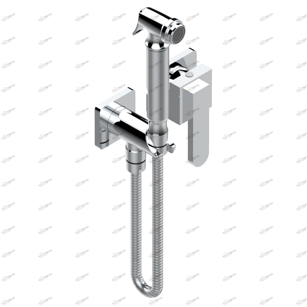 A6B-5840/MBG Комплект для душа, включающий смеситель, армированный шланг 1 м 25 см, ручной душ с курковым распылителем, выход из стены и предохранительный запорный клапан Thg-paris Profil с рукоятками Хром A6B 5840/MBG A02 CAT.A