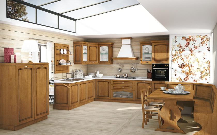 CREO Kitchens Линейная модульная кухня из массива дерева с ручками sun-id-1424908 - Вид №1