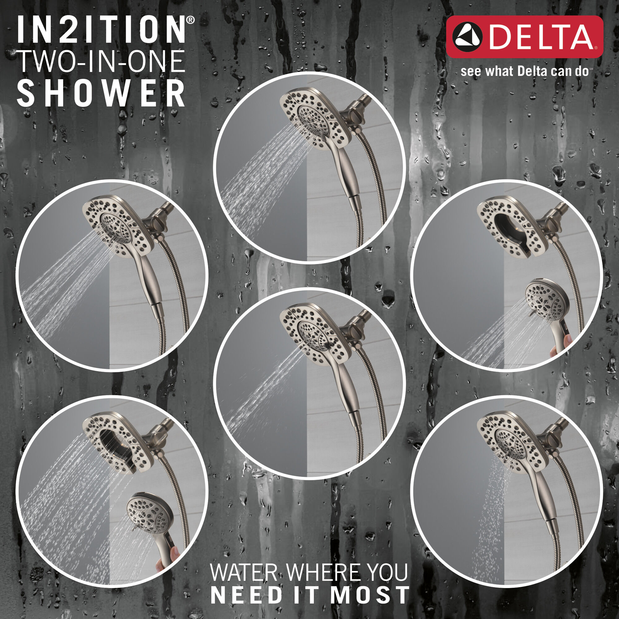 58498-SS In2ition HSSH 1,75 галлона в минуту, 4 настройки Delta Faucet Universal Showering Нержавеющая сталь  - Вид №2