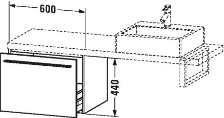 XL542301212 Шкафчик для компактной консоли X-Large #XL5423 600 x 478 мм Дуб брашированный, натуральный шпон Duravit - Вид №1