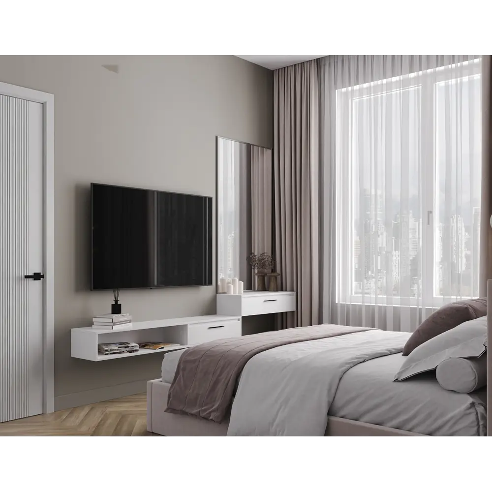 Тумба под телевизор Лион 150x20x30 см ЛДСП цвет белый Santreyd STLM-2180092 - Вид №7