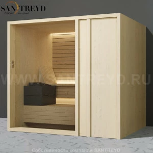 Effegibi YOKU.D105 SA.70200003 Сауна с правой дверью. Мощность: 10,5 кВт макс. Размеры: длина 230 см, ширина 200 см. Отделка: осина термообработанная
