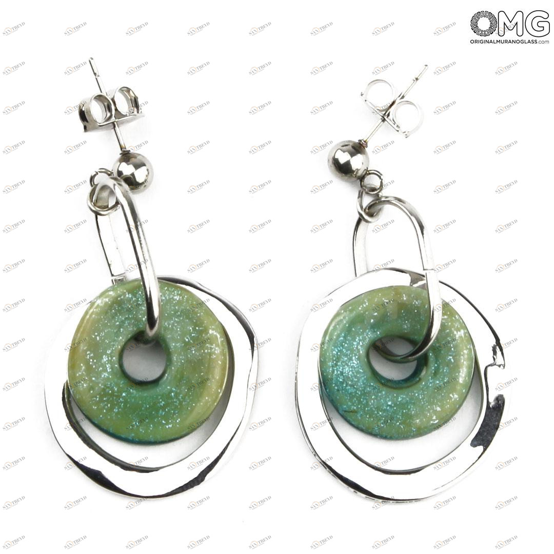 3819 ORIGINALMURANOGLASS Серьги Нинфея - Коллекция Antica Murrina - муранское стекло OMG 5 см 