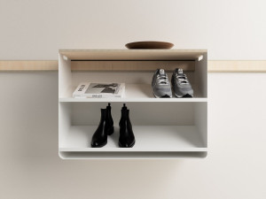 Стальная и деревянная стойка для обуви