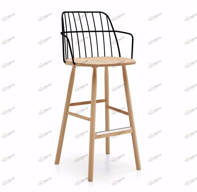 Midj Высокий табурет из стали и дерева с подлокотниками Strike sun-id-1426041