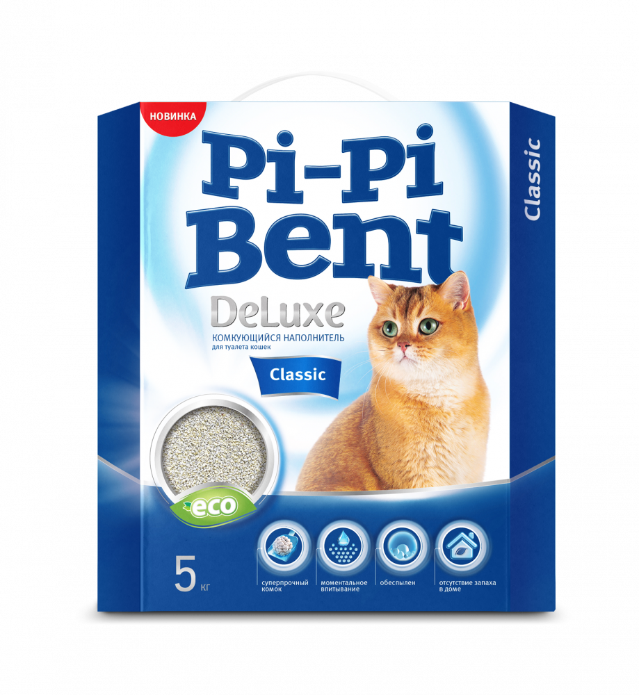 ПР0045580 Наполнитель для кошачьего туалета DeLuxe Classic 5кг PI-PI BENT 