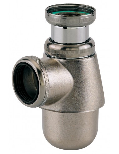 141300 008 00  Регулируемый сифон для раковины или биде 35/90 мм, с выходным отверстием Д. 32 мм, матовая никелевая латунь Valentin Латунь  - Вид №1