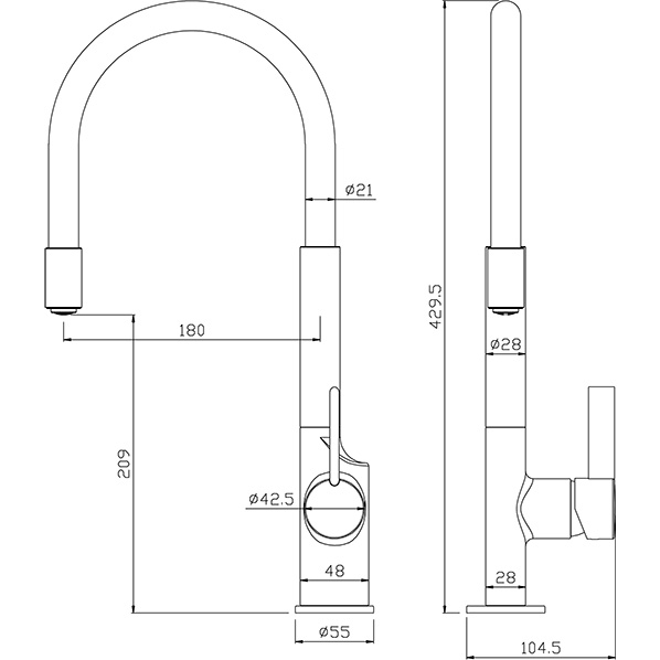 35-10P PERS  Смеситель для кухни черный ARGO kran 3510ppers - Вид №1