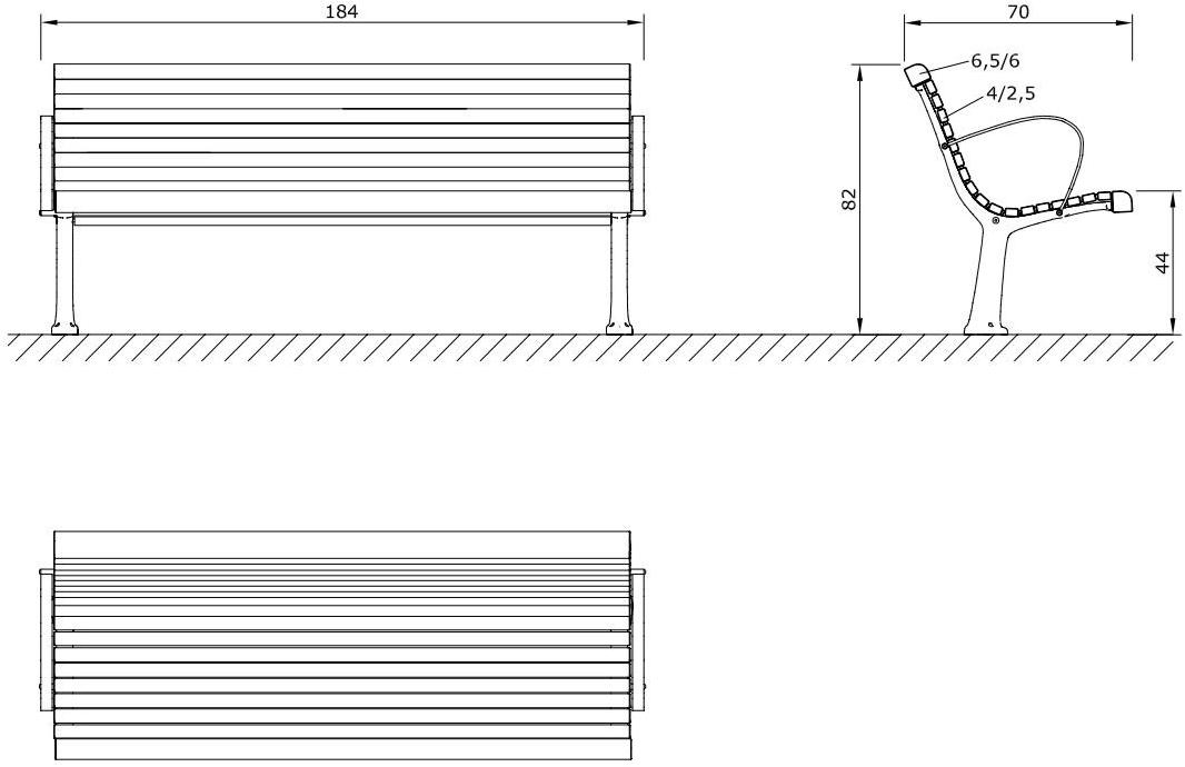 Euroform W Скамья из дерева с подлокотниками со спинкой  52  - Вид №4