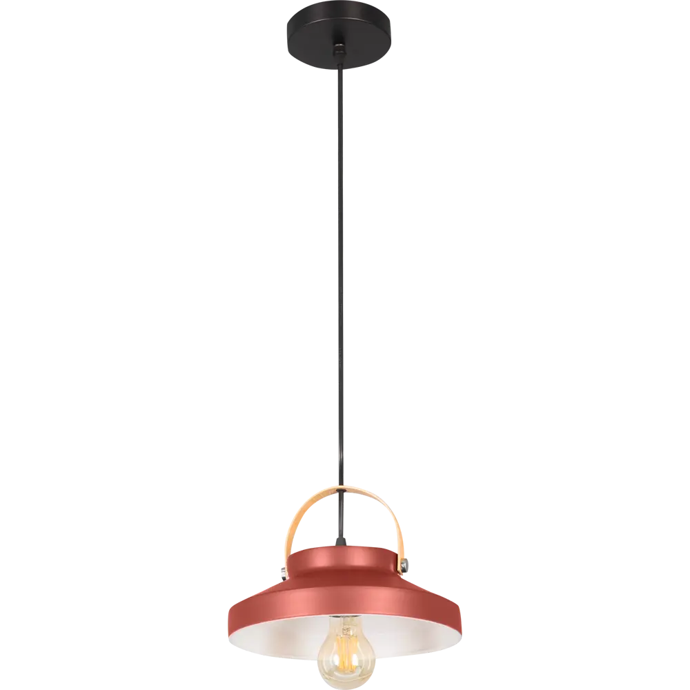 Подвесной светильник Toplight Wendi, 1 лампа, 7 м², цвет красный/дерево 82672378 STLM-2069607 