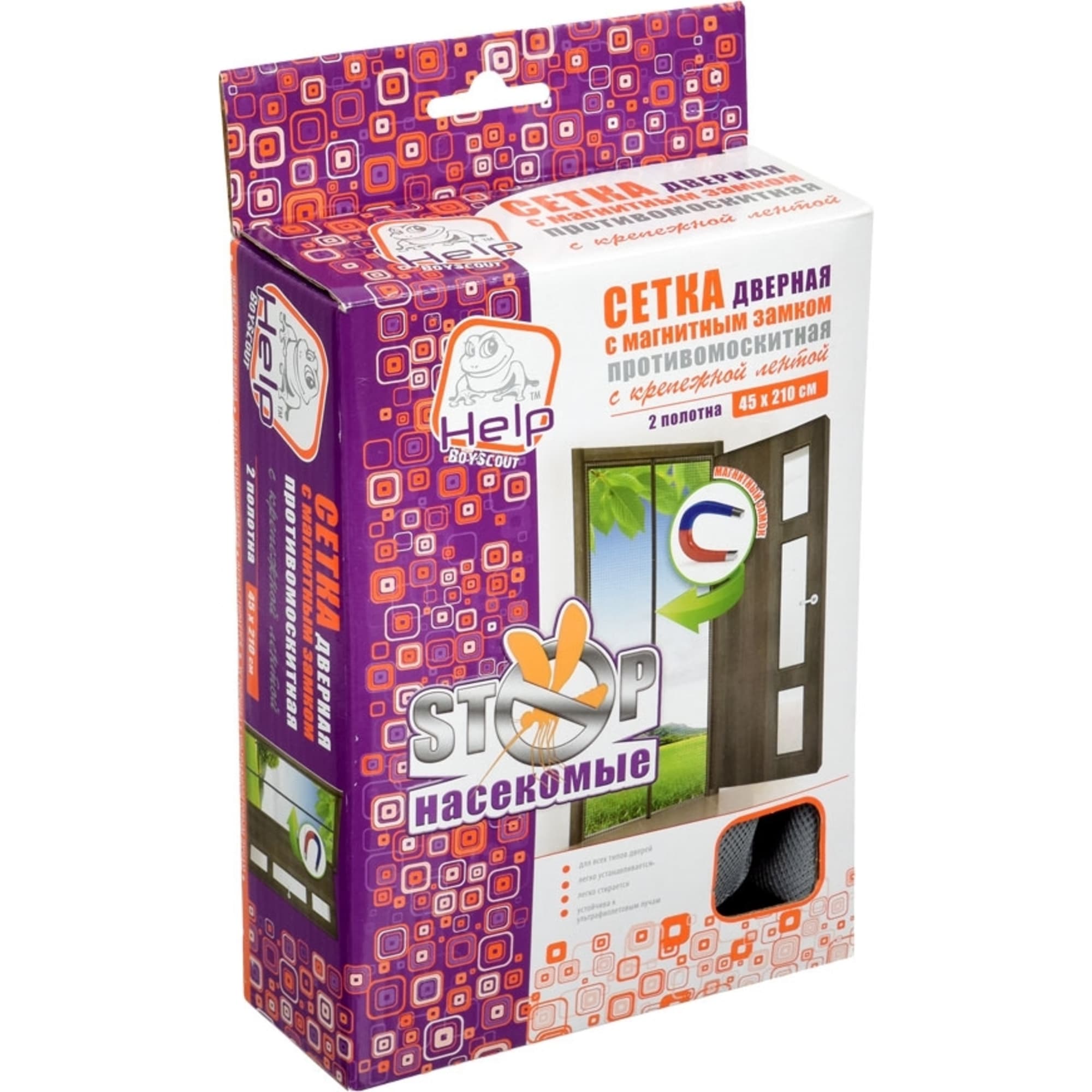 82709774 Сетка-штора Help москитная на дверь 45x210 см с магнитом 2 шт Santreyd 