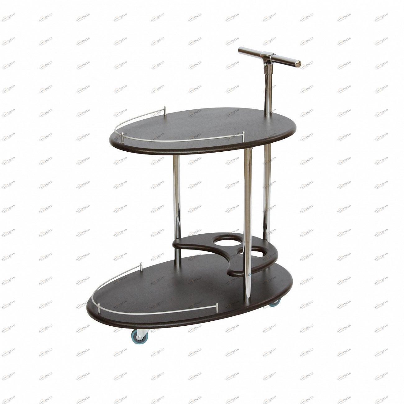 Столик сервировочный овальный на колесиках венге Leset "Брум" IMPEX  00-3967365 Венге 