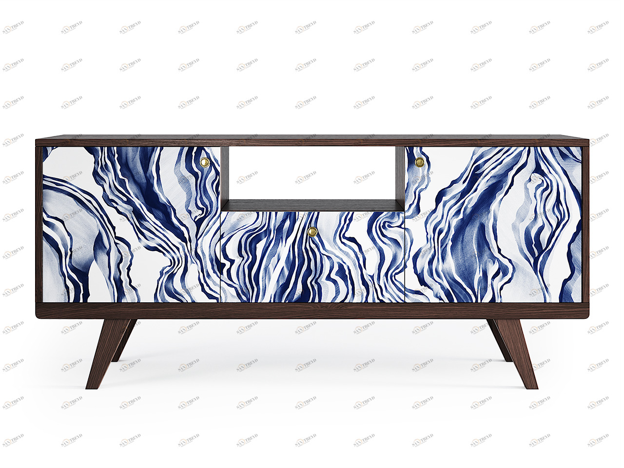 Тумба под телевизор с ящиком белая с синим Thimon THE IDEA  210236 Коричневый;синий 