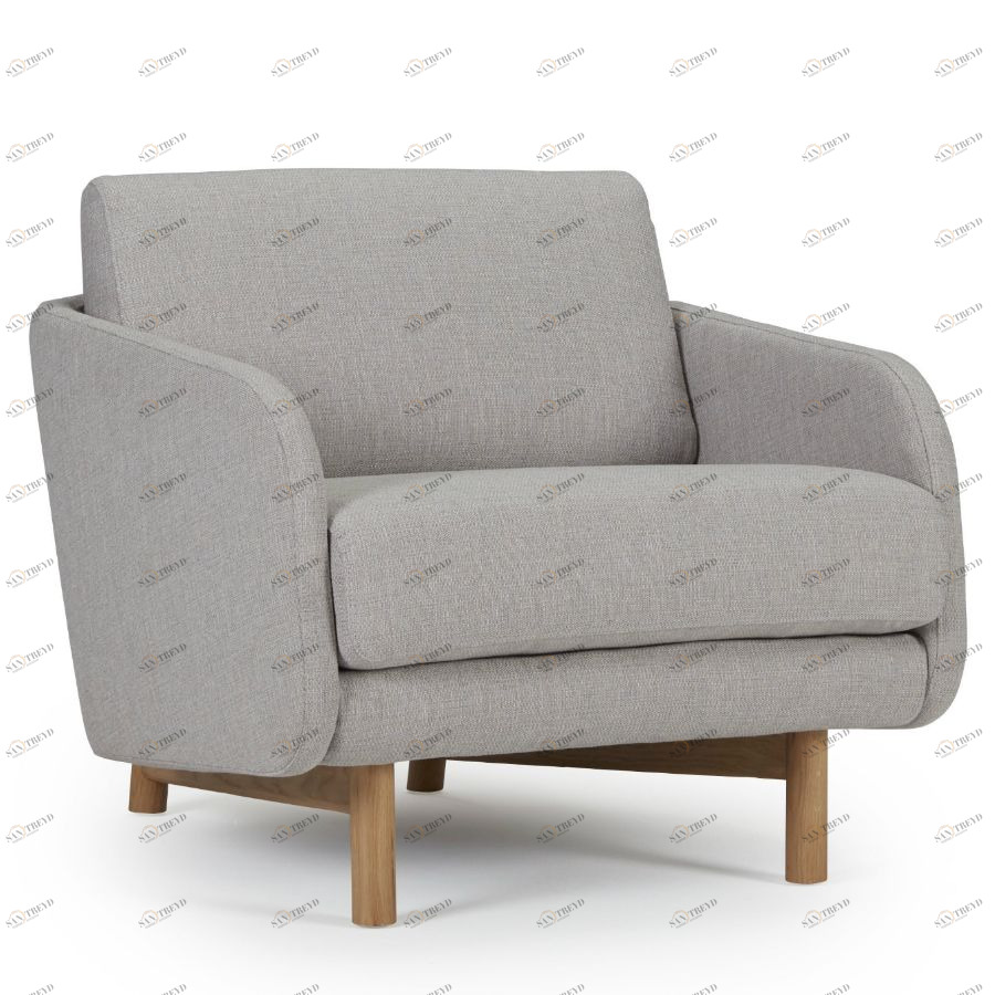 Кресло Tved с ножками из дуба, светло-серое Kragelund 29001202163