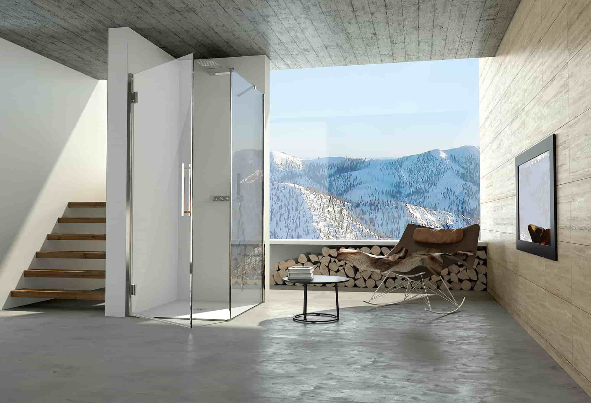 Стальная и стеклянная угловая душевая кабина с распашной дверью CSA Box Doccia SONIA ARCH-00063174 - Вид №3