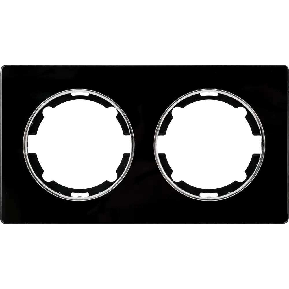 Рамка для розеток и выключателей Onekey Florence 2 поста стекло цвет черный ONEKEYELECTRO STLM-2081401