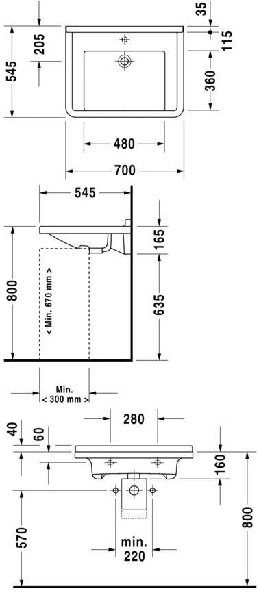 031270 Подвесная раковина настенная овальная Duravit Starck 3 белая - Вид №1
