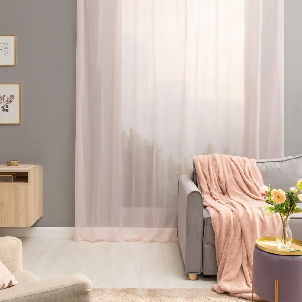 Тюль INSPIRE Polyone Kiss - розовая вуаль с лентой 300×280 см 17995614 STLM-0009173