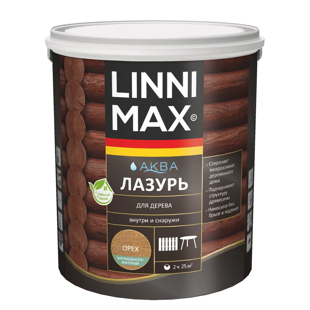 Лазурь для дерева LINNIMAX полуматовая 'Орех' 2.5 л 89349649 STLM-0852310 - Вид №1