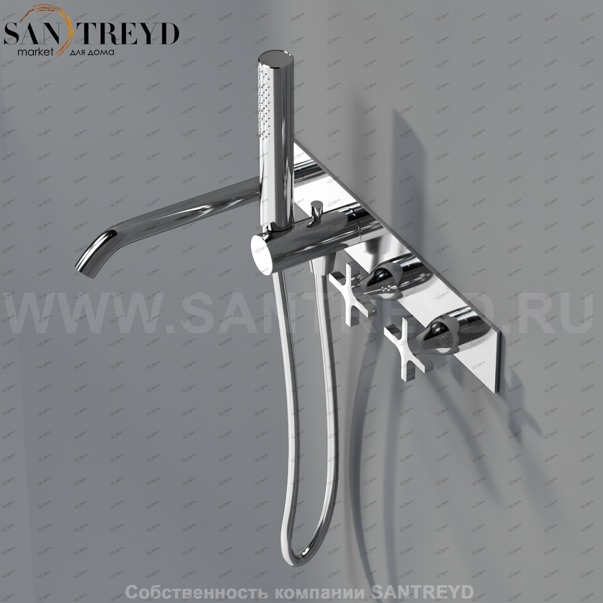 Смеситель в ручным душем ARUB1040S MEMORY для ванны хромированный Agape