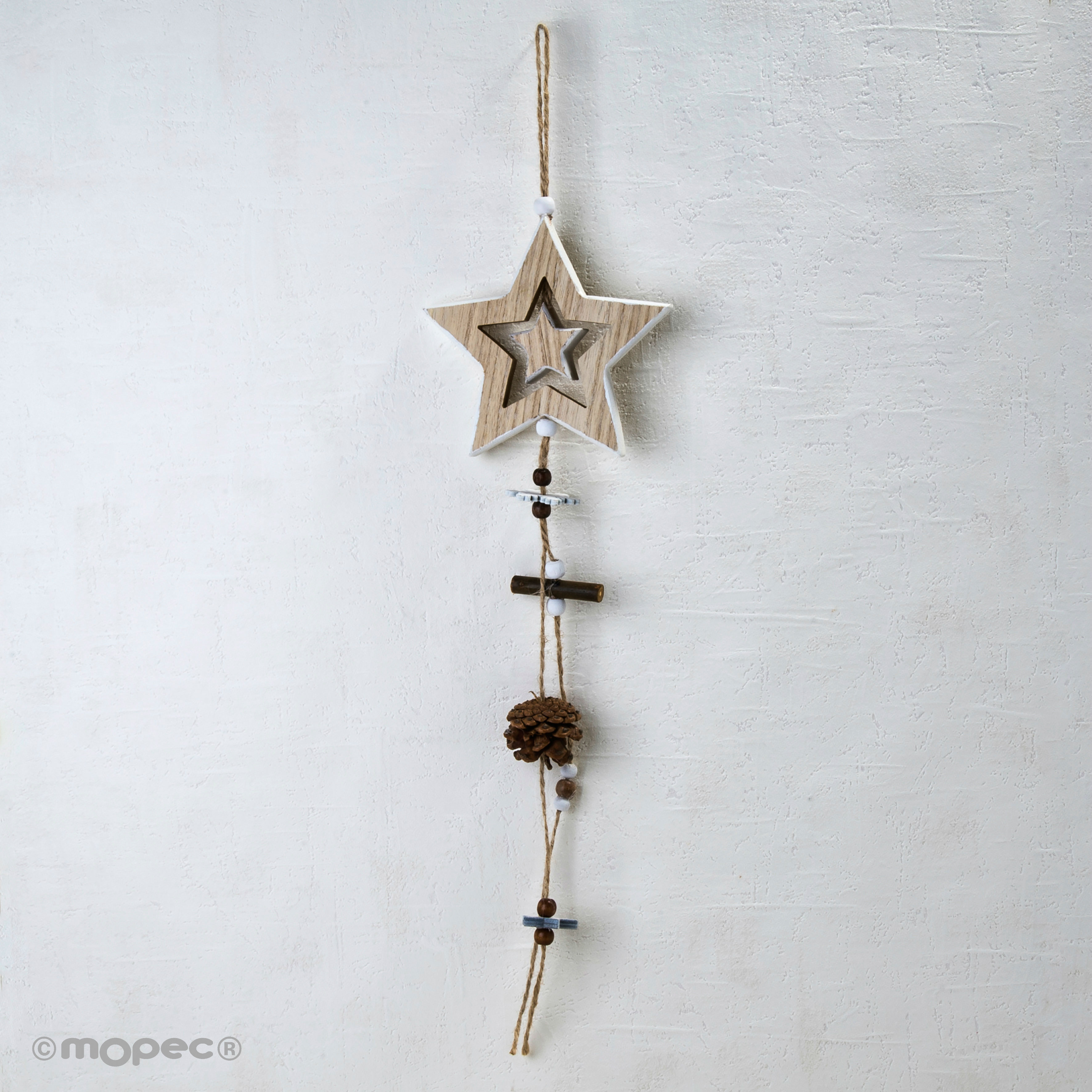 NW106 Кулон из деревянной звезды с декоративным ананасом Dekoraniaevents Navidad  - Вид №1