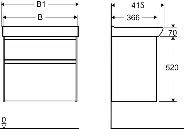 47391 Комплект мебели IFO Sense, с двумя ящиками, Ш = 600 мм, Ш1 = 622 мм, белый  - Вид №5