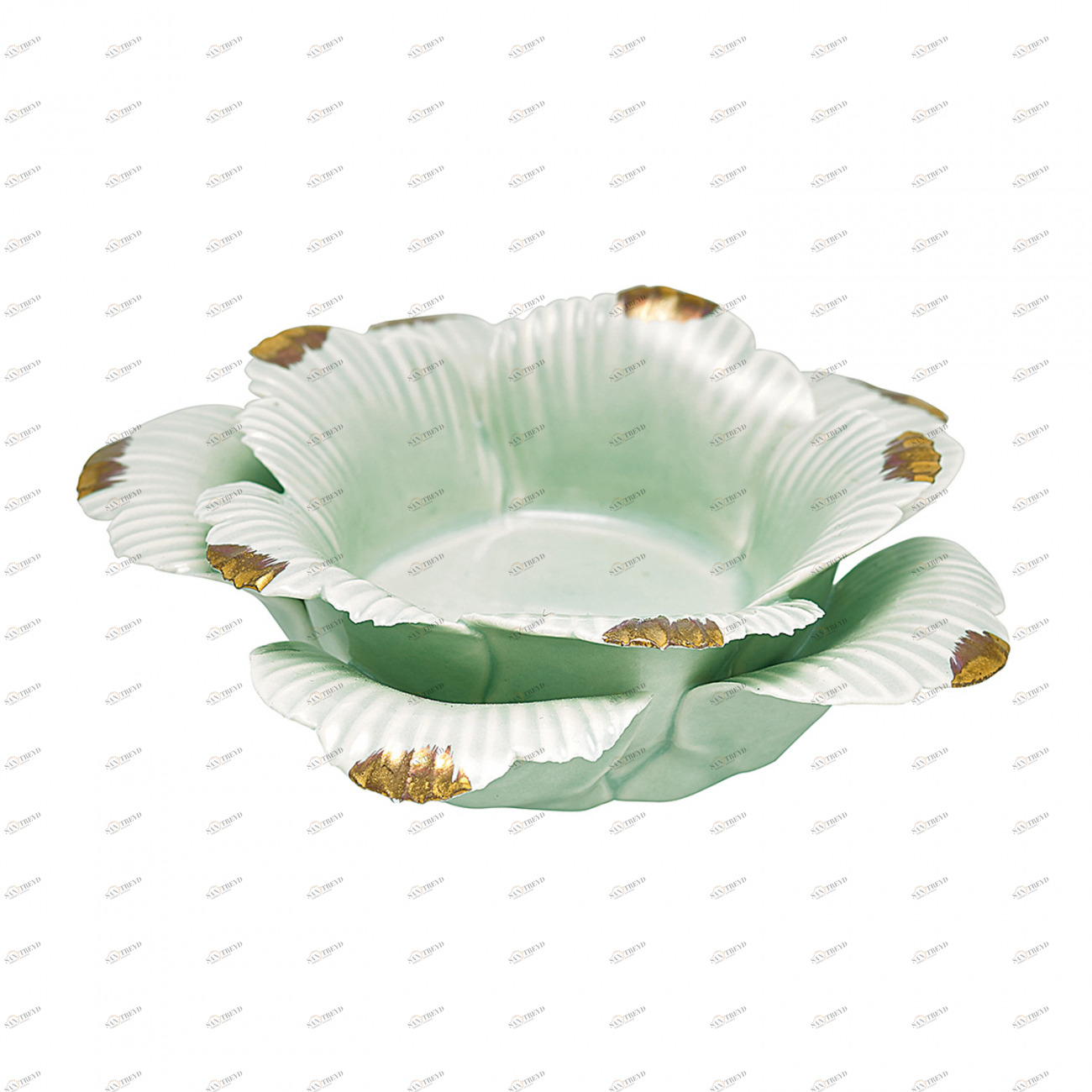 Подсвечник керамический зеленый Flower pale green medium LE-VILLAGE СОВРЕМЕННЫЙ 221965 Зеленый 