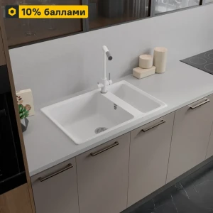 Кухонная мойка DELINIA с двумя чашами 76×50 см из кварцевого композита 87810903