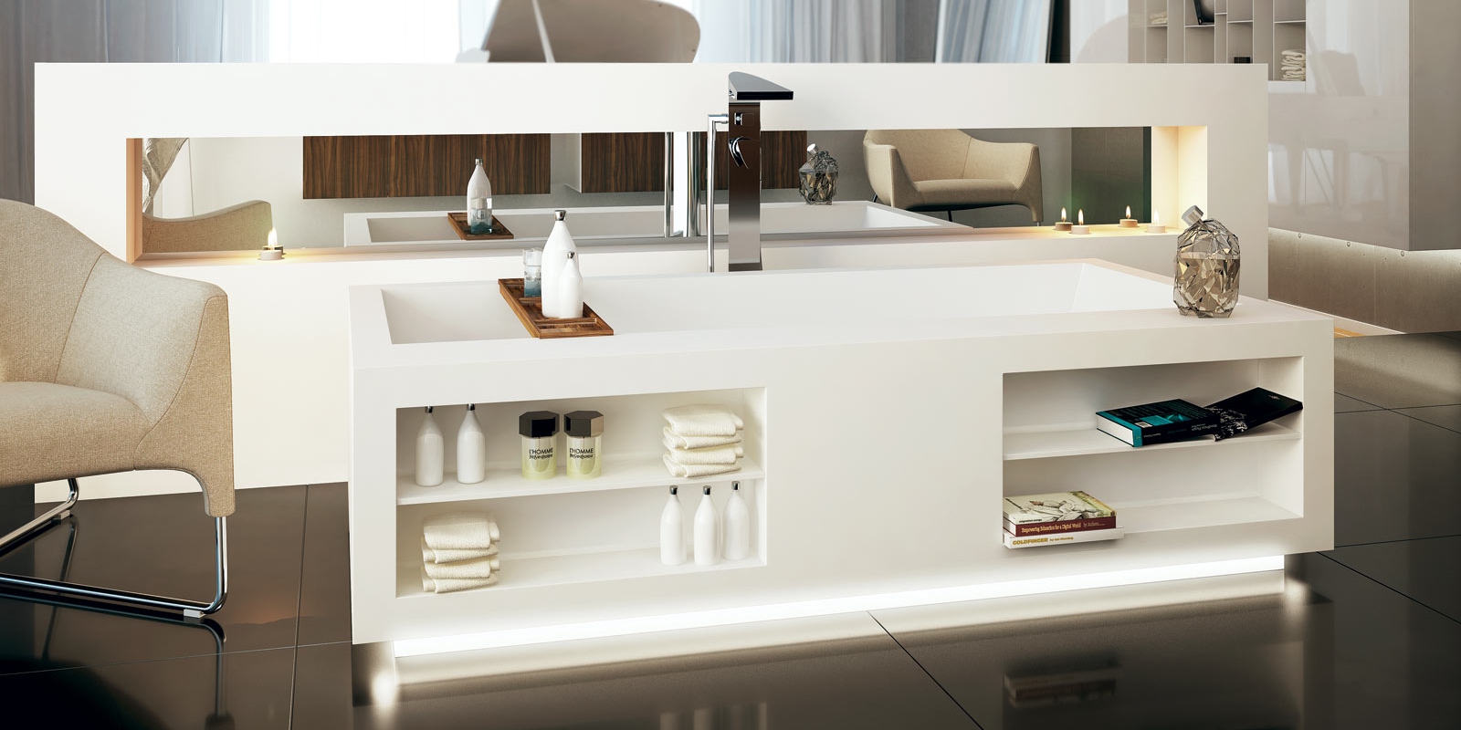 Design Ванна из Corian 1850x920x500 Comfort Tank 3 белая MOMA Design CNTK3301850 - Вид №4