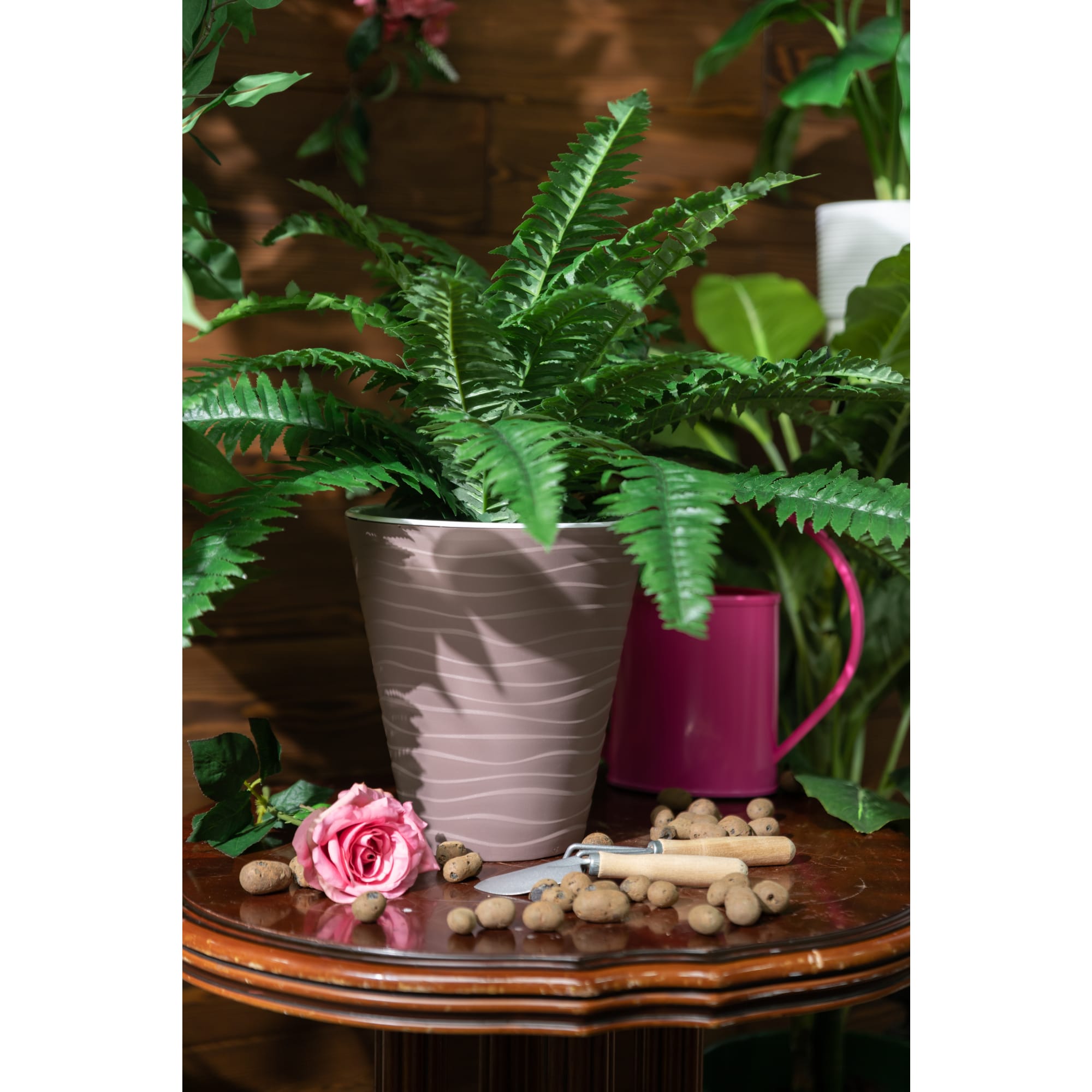 82242208 Кашпо ø12 h30 см v2 л пластик коричневый Валенсия Santreyd - Вид №2