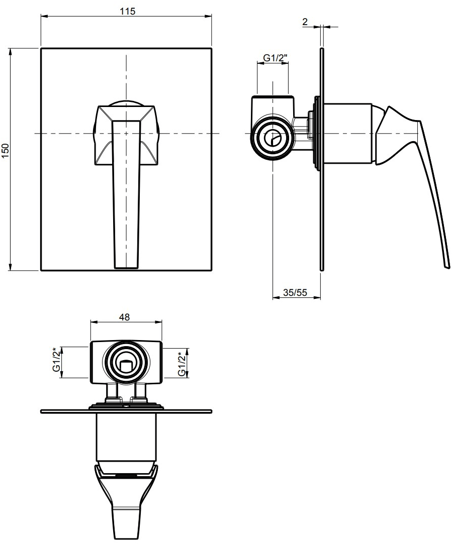 Rubinetterie Frattini Встроенный однорычажный Luce sun-id-1436655 - Вид №1