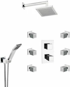 Remer Rubinetterie Термостатический душевой набор со встроенной лейкой и форсунками Qubika thermo Qt 93 7 s02