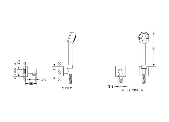 Душевой гарнитур для настенного монтажа JOERGER Charleston Square 634.13.200.000 - Вид №1