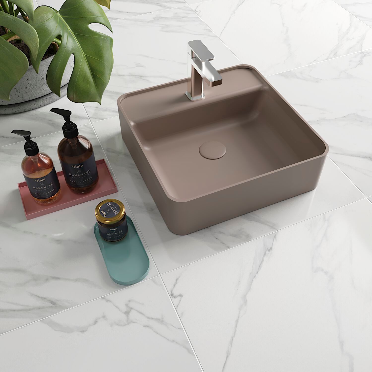 Квадратный умывальник Fireclay Kaleseramik сантехника ARCH-00043614 - Вид №3