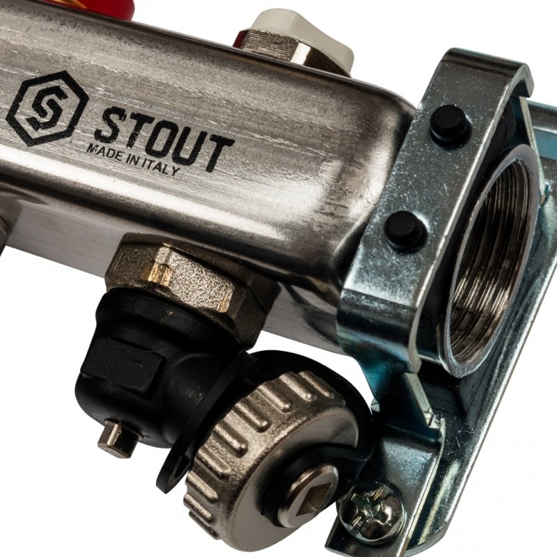 Коллектор из нерж. стали на 3 вых. с расходомерами, сливом и клапаном STOUT SMS0927000003 - Вид №4