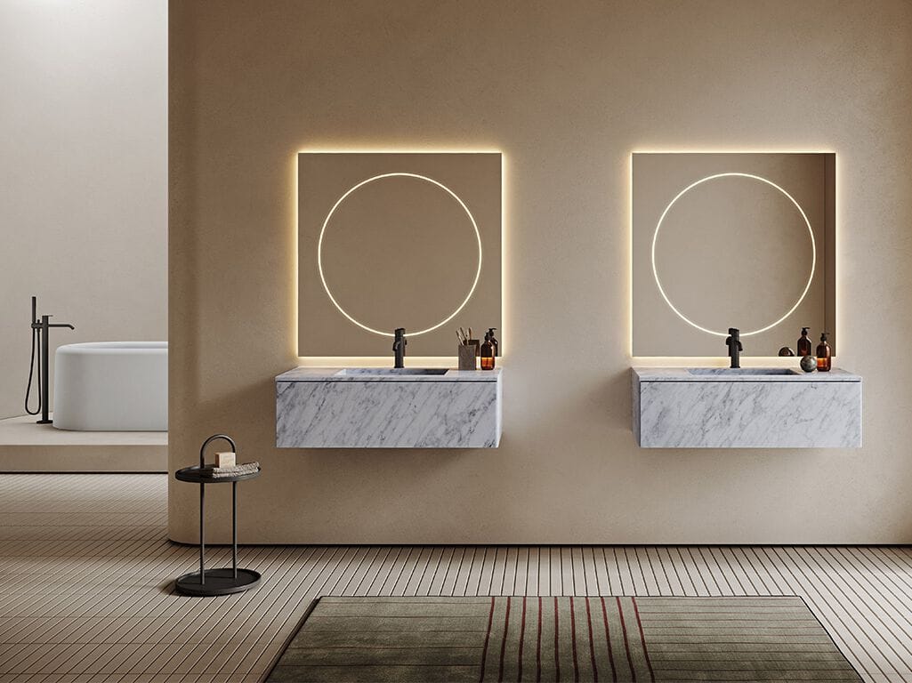 Мраморный подвесной умывальник со встроенной раковиной Inbani слой ARCH-00130412 - Вид №3