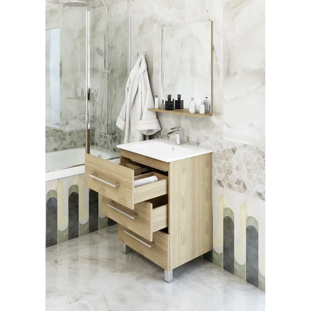 Тумба под раковину напольная Sanflor «Мадрид» 60x84 см цвет вяз STLM-2160003 - Вид №6